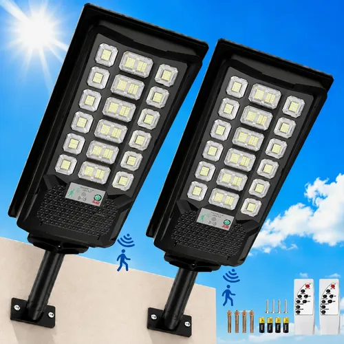 Kit 2 1000w Luminaria Poste Solar Externa Com Sensor Ip67