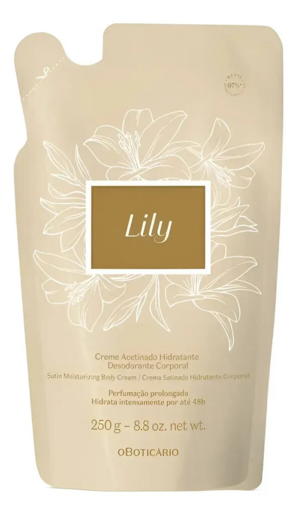 Refil Lily Creme Acetinado Hidratante Desodorante Corporal 250g Fragrância Lily Tradicional