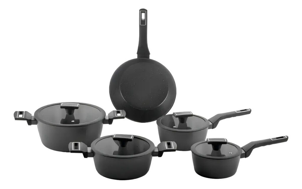 Jogo De Panelas Brinox Cerâmico 5 Pçs Carbon Ceramic Indução Cor Preto