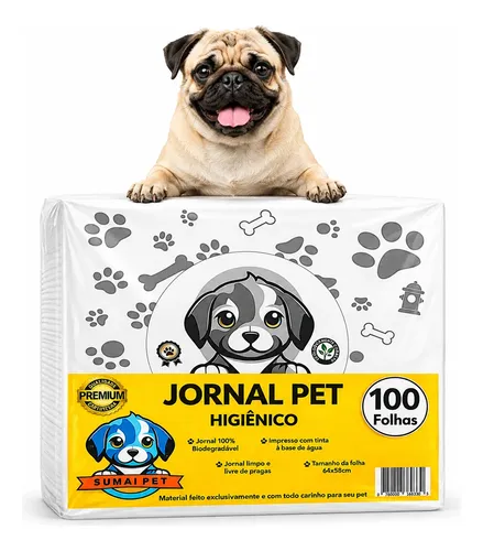 Jornal Pet 100 Folhas Grandes Papel Limpo Higienico Cachorro