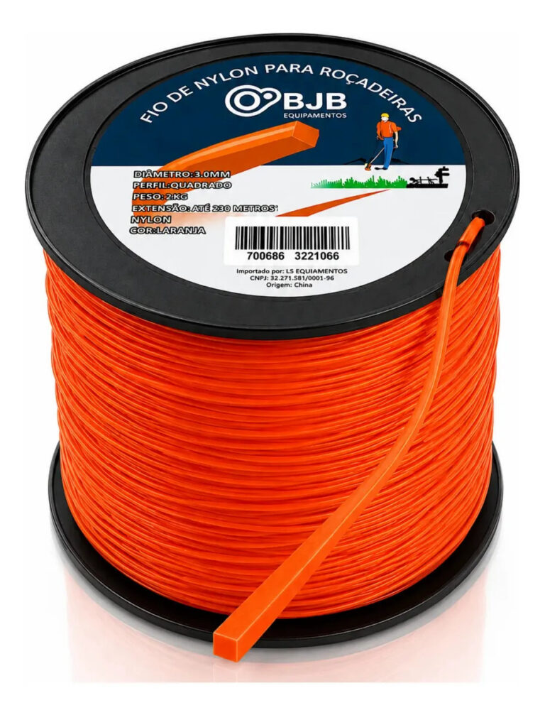 Bobina Fio Nylon Roçadeira 3mm Quadrado 2kg Resistente – BJB equipamentos