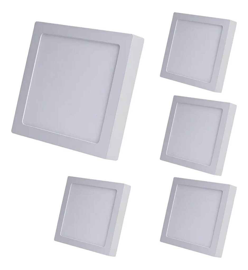 Kit 5 Painel De Led Sobrepor 18w Quadrado 22cm 6500k Avant