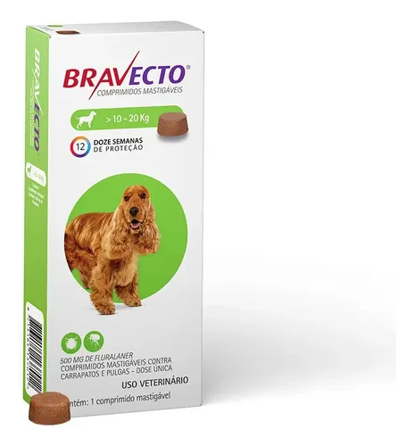 Bravecto Cães 10-20kg 500mg 1 Comp. Mastigável Msd