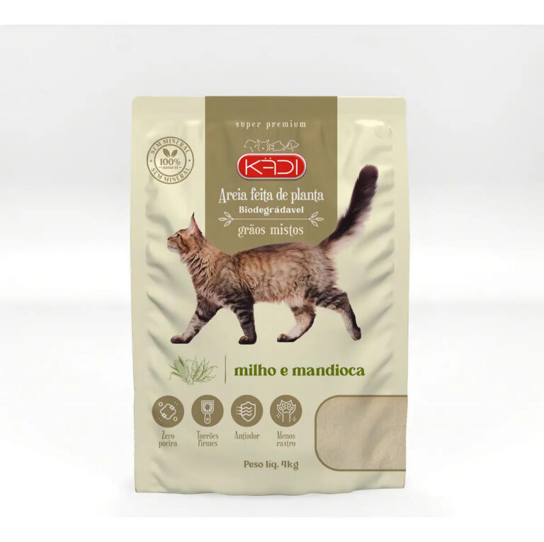 Areia Sanitária Gatos Milho Mandioca Kadi Graos Mistos 4kg