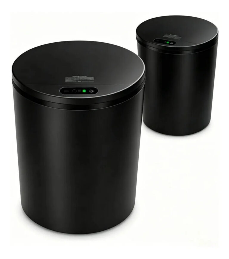 Lixeira Redonda Preta Inteligente 16L Automática com Sensor para Banheiro e Cozinha