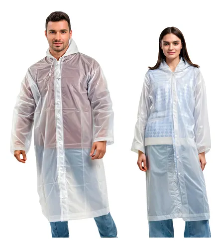 Kit 2 Capa De Chuva Reforçada Pvc Transparente Resistente