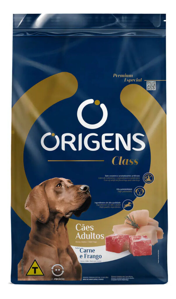Ração Origens Class Cães Adultos Sabor Carne E Frango 10,1kg