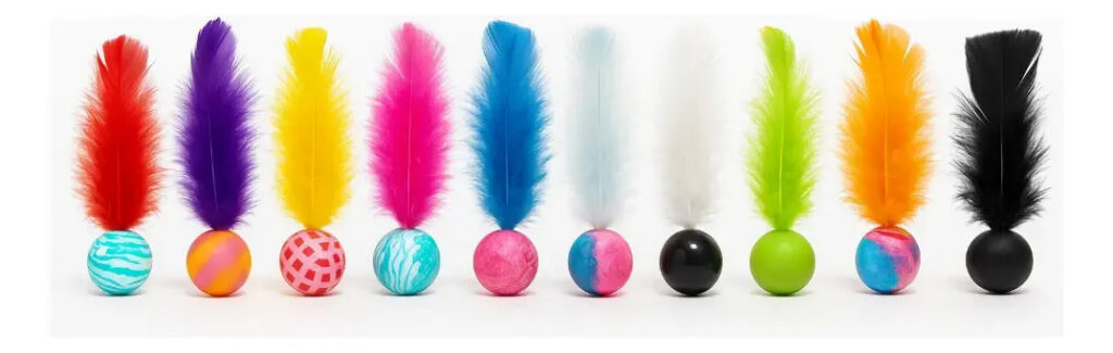 Iowox Kit 10 Bolinhas Interativas Para Gatos Penas Coloridas Sortido