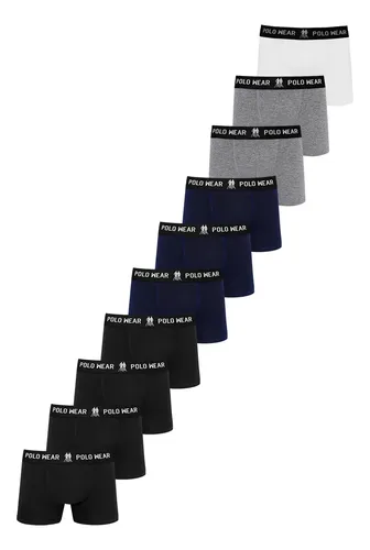 Kit 10 Cuecas Boxer Algodão Polo Wear Sortido