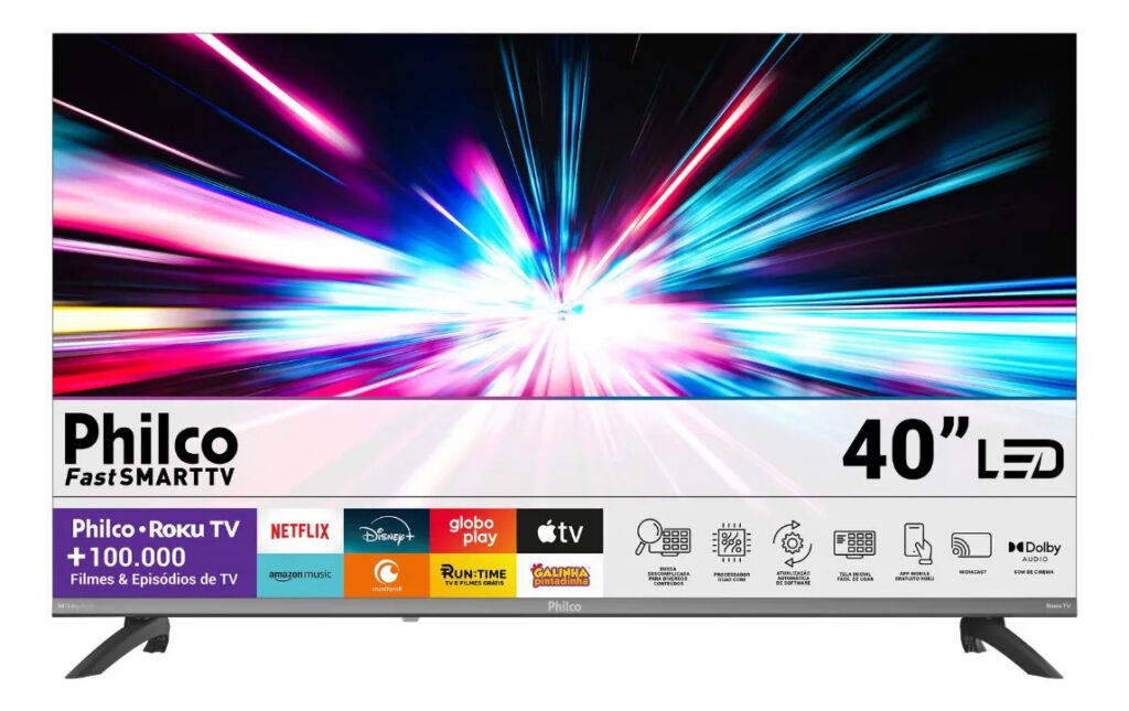 Smart Tv Philco 40” Full Hd Roku Tv Hdr10 Dolby Áudio P40cra