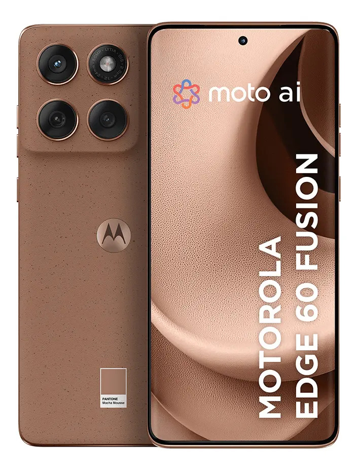 Smartphone Motorola Edge 60 Fusion 5G – 256GB 24GB (8GB RAM+16GB Ram Boost), Tela Quad-Curve moto AI 50MP Sony Camera ultrarresistencia militar IP68 + IP69 – Mocha Mousse