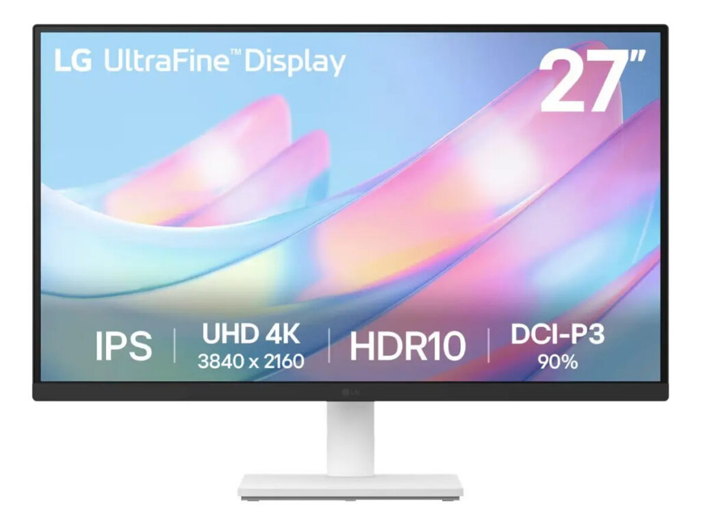 Monitor LG UltraFine – Tela IPS UHD 4K 27″, HDR10, DCI-P3 90% , Dynamic Action Sync, Branco– 27US500