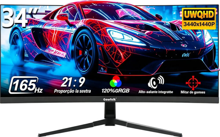 Gawfolk Monitor Gamer Ultrawide 34″ IPS 165Hz UWQHD 3440×1440, FreeSync, Alto‑falante Integrado