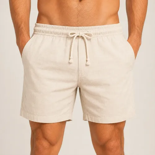 Short Bermuda Masculino Linho Mauricinho Casual Cós Elástico