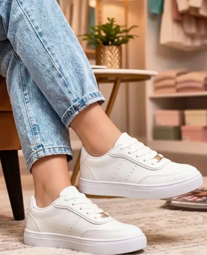 Tênis Feminino Branco Plataforma Casual Academia Confortavel