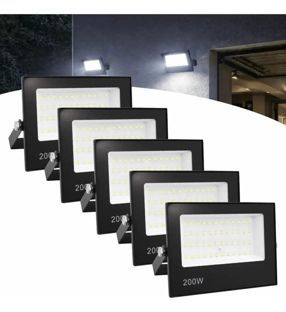 Kit 5 Refletor SMD Led B&G 200w Prova Dágua Carcaça Preto Luz Branco-frio