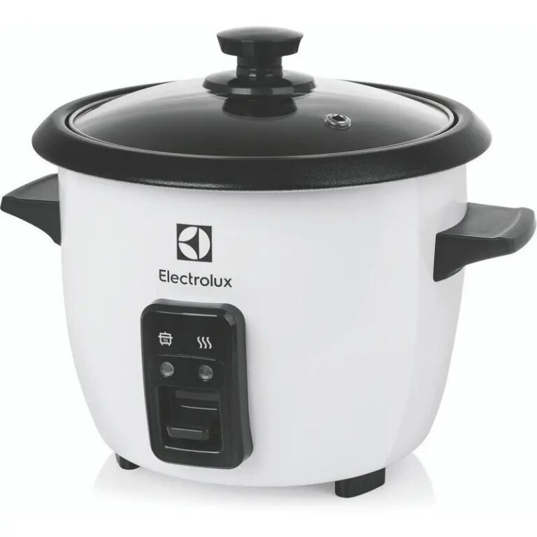 Panela Elétrica Electrolux vapor arroz capacidade 1,3L 7 xícaras manter aquecido panela removível antiaderente tampa vidro RCB50 branca por Rita Lobo