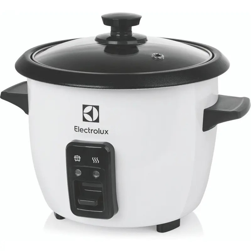 Panela Elétrica Electrolux vapor arroz capacidade 1,3L 7 xícaras manter aquecido panela removível antiaderente tampa vidro RCB50 branca por Rita Lobo