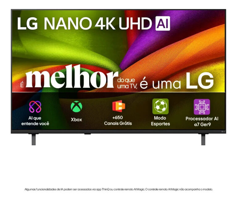 Smart TV 4K 65″ LG NANO UHD AI NU850 2026 Processador α7 Ger9 HDR10 Xbox Bluetooth Wi-Fi AI Search Google Gemini webOS 26 – 65NU850BPSA