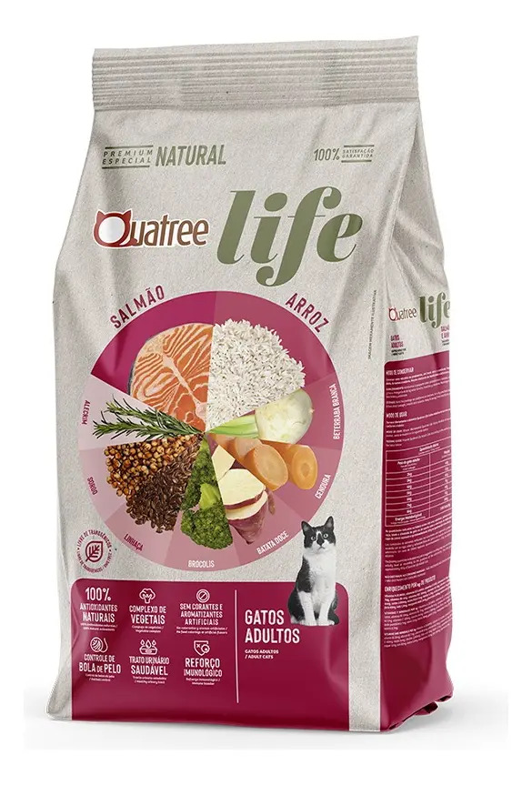 Ração Quatree Life Gatos Ad Salmão 10,1kg (sem Transgênicos)