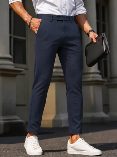 Calça Social Alfaiataria Masculina Malha Elastano Stretch