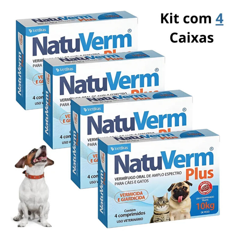 Vermífugo Natuverm Plus Giardia Cães Gatos 16 Comprimidos