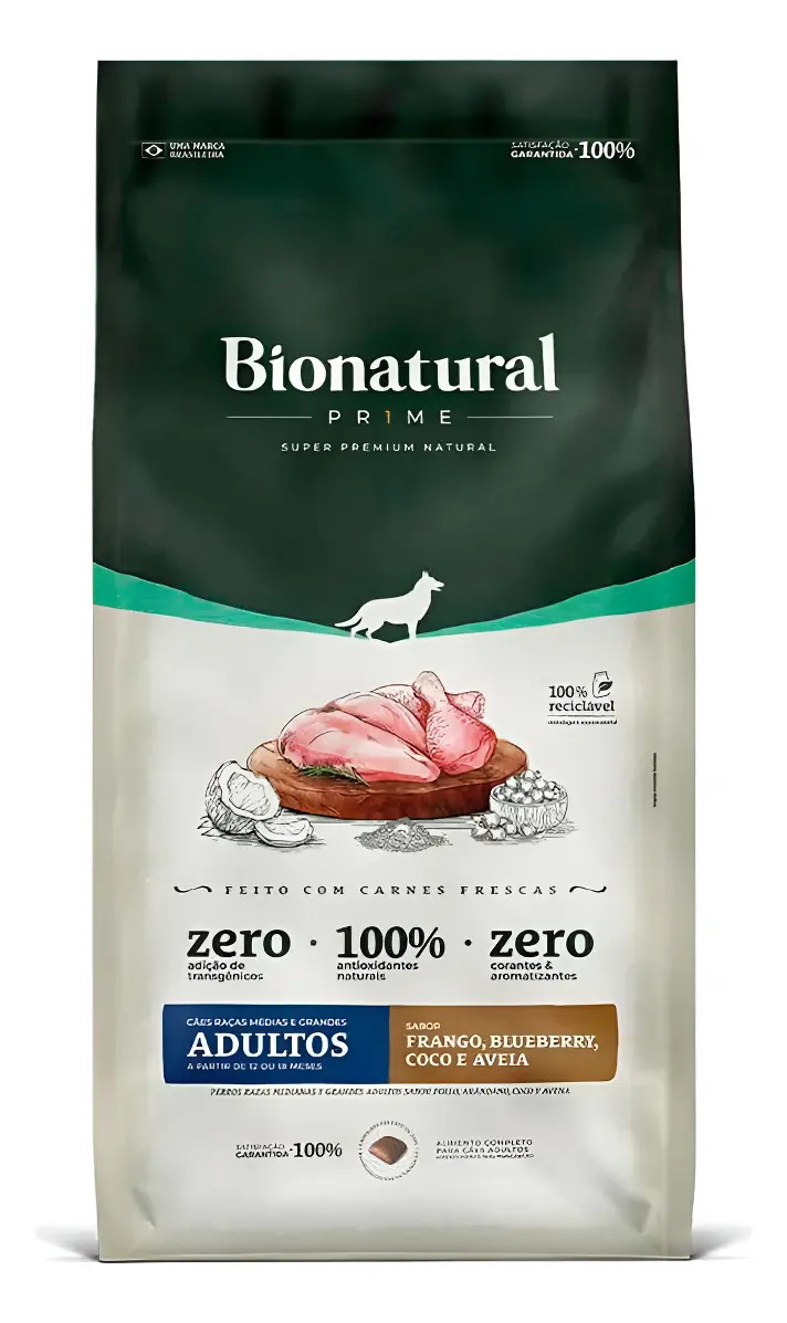 Ração Bionatural Cães Adultos Medio-grande Porte Frango 15kg