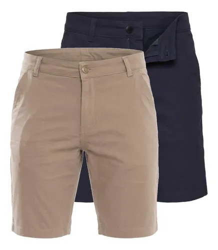 Kit 2 Bermudas Sarja Social Masculina Sport Fino Elastano