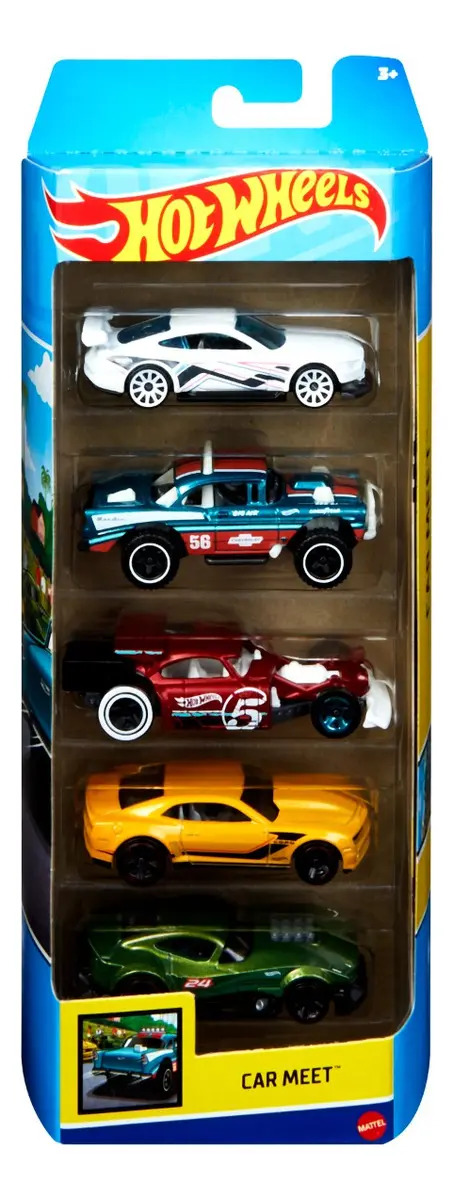 Kit Com 5 Carrinhos Sortidos Hot Wheels Coloridos Mattel