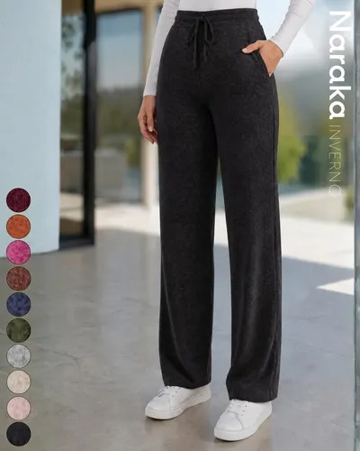 Calça Pantalona Feminina Lanzinha Cintura Alta Com Bolso
