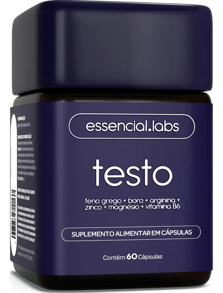 TESTO ESSENCIAL – Fórmula Exclusiva com Feno Grego + Boro + Arginina + ZMA + Vitamina B6 – 60 cápsulas – Precursor da Testosterona