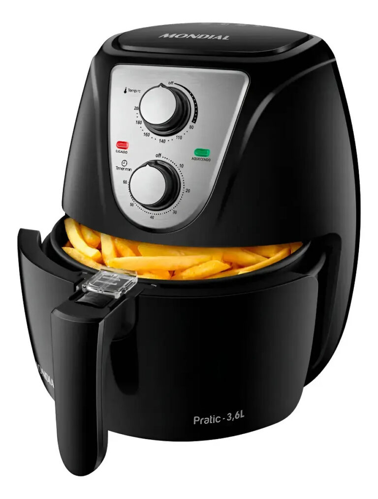 Fritadeira Elétrica Air Fryer Mondial Pratic Af-36 3,6l 1500 Cor Preto com Inox