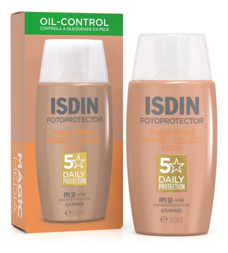 ISDIN Protetor Solar Facial Fusion Water Magic Color FPS 50 – Cor Média – 50ml