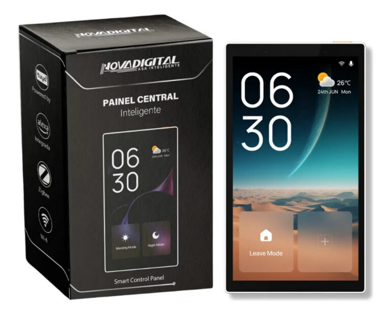 Painel Central Inteligente Novadigital Wifi Com Hub Zigbee 2 Canais Smart Life Tuya Com Alexa Integrada Google 110V 220V Bivolt Pci01z
