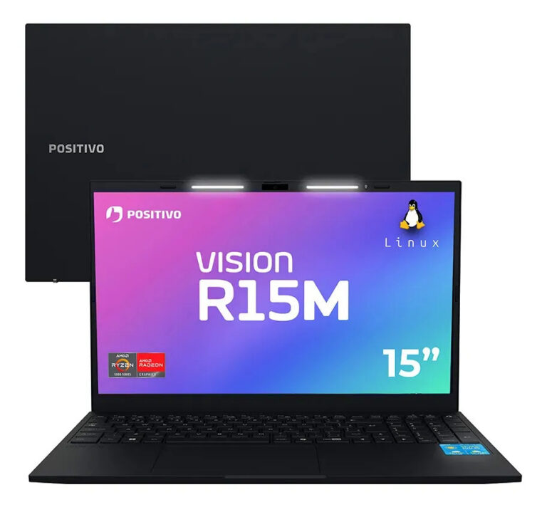 Notebook Positivo Vision R15M com Minitela, AMD Ryzen 3, 8GB de RAM e SSD de 512GB – Tela Full HD de 15.6”