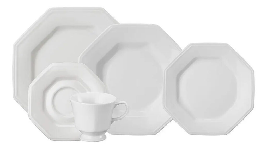 Aparelho de Jantar 20 Peças Porcelana Prisma Branco Schmidt