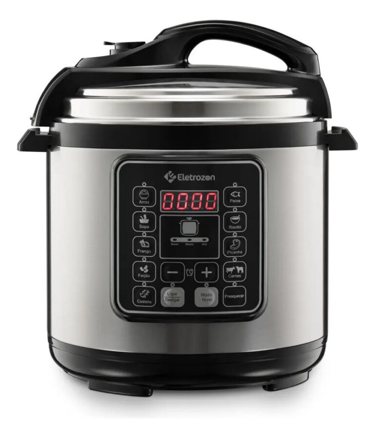 Panela de Pressão Elétrica 1100W Eletrozon Elt-808 de 6 Litros com Revestimento Antiaderente e Desligamento Automático