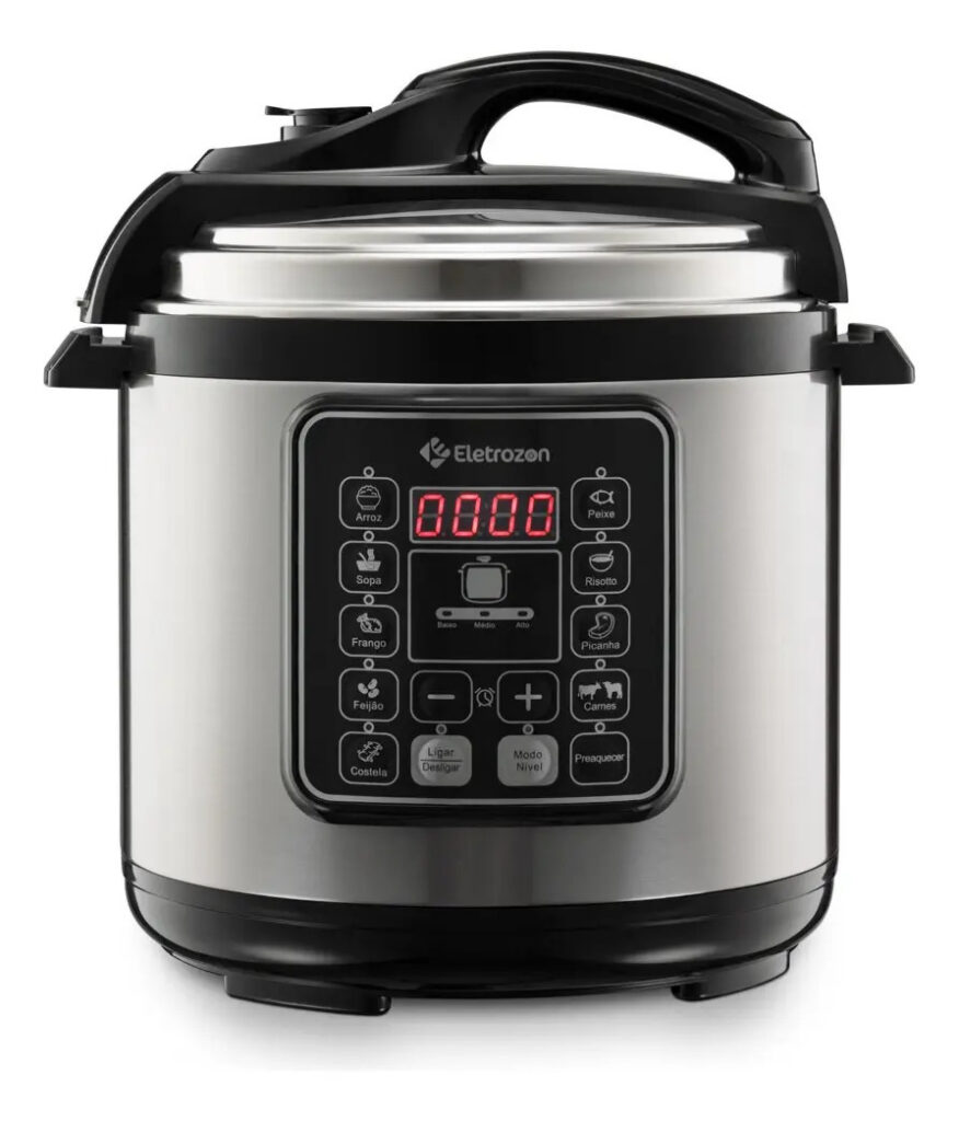 Panela de Pressão Elétrica 1100W Eletrozon Elt-808 de 6 Litros com Revestimento Antiaderente e Desligamento Automático