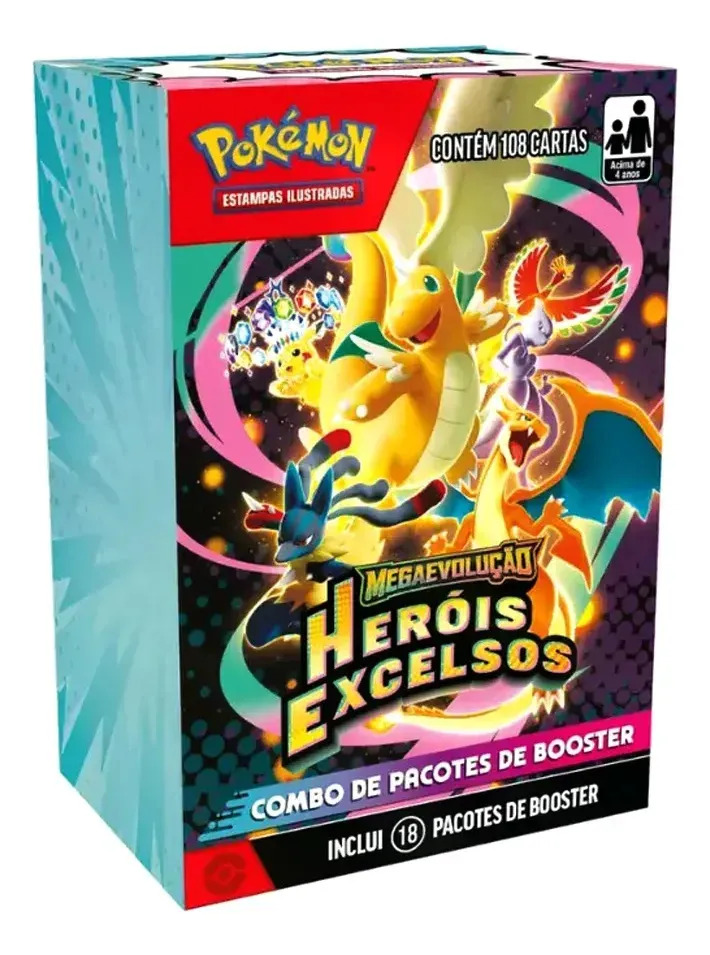 Combo De Booster Pokémon Heróis Excelsos 108 Cartas Copag 2026 Cartas Pokémon Português