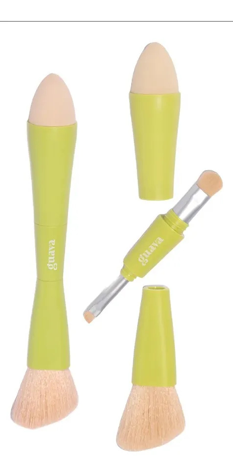 Pincel Multifuncional Portátil 4 Em 1 Essencial Guava Esponjinha Blush Sombra Sobrancelha Delineado