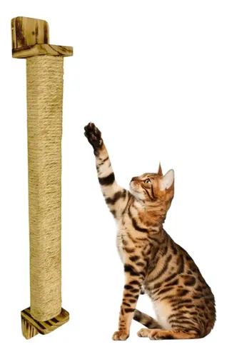 Arranhador Vertical De Sisal P/ Gatos Rústico 70cm Parede