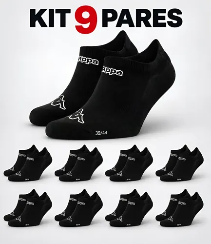 Kit 9 Pares Meias Kappa Sapatilha Soquete Invisível Original