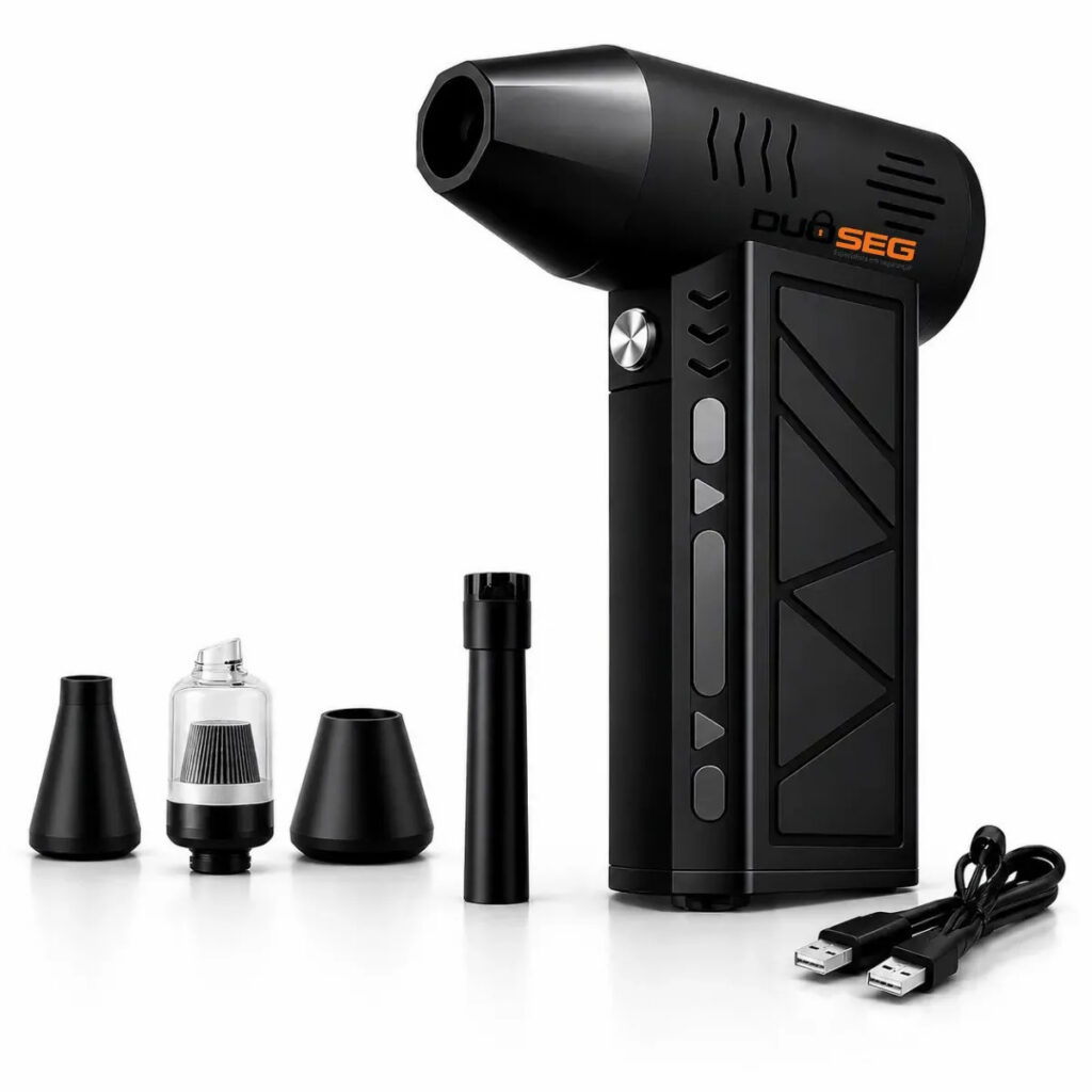 Mini Soprador Ar Turbo 130000RPM Sem Fio Recarregável USB Jato Super Forte 3 Velocidades Limpeza PC Teclado Carro Notebook Eletrônicos Churrasqueira Poeira Folhas Alta Potência Portátil DUOSEG