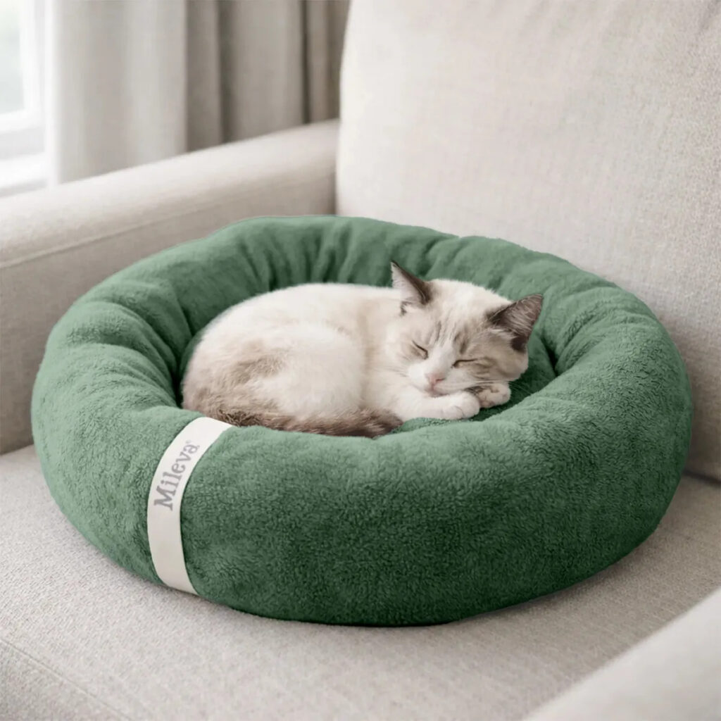 Cama De Gato Caminha Nuvem Ninho Pet Soft Redonda 50x50cm Cor Verde