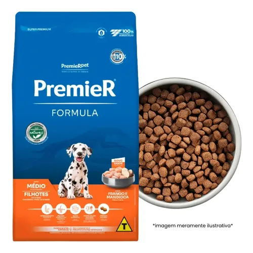 Ração Premier Formula Porte Médio Cães Filhotes Frango 20kg