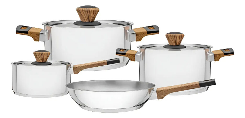 Jogo De Panelas 4 Pç Tramontina Indução Inox Brava Baquelite