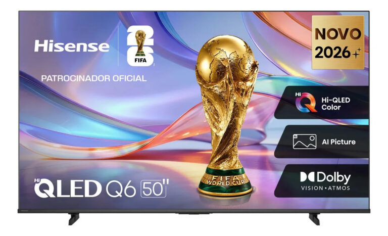 Smart TV Hisense HI-QLED 4K 50″ polegadas com Processador AI, Dolby Vision Atmos e Compatibilidade Alexa – 50Q6QVV