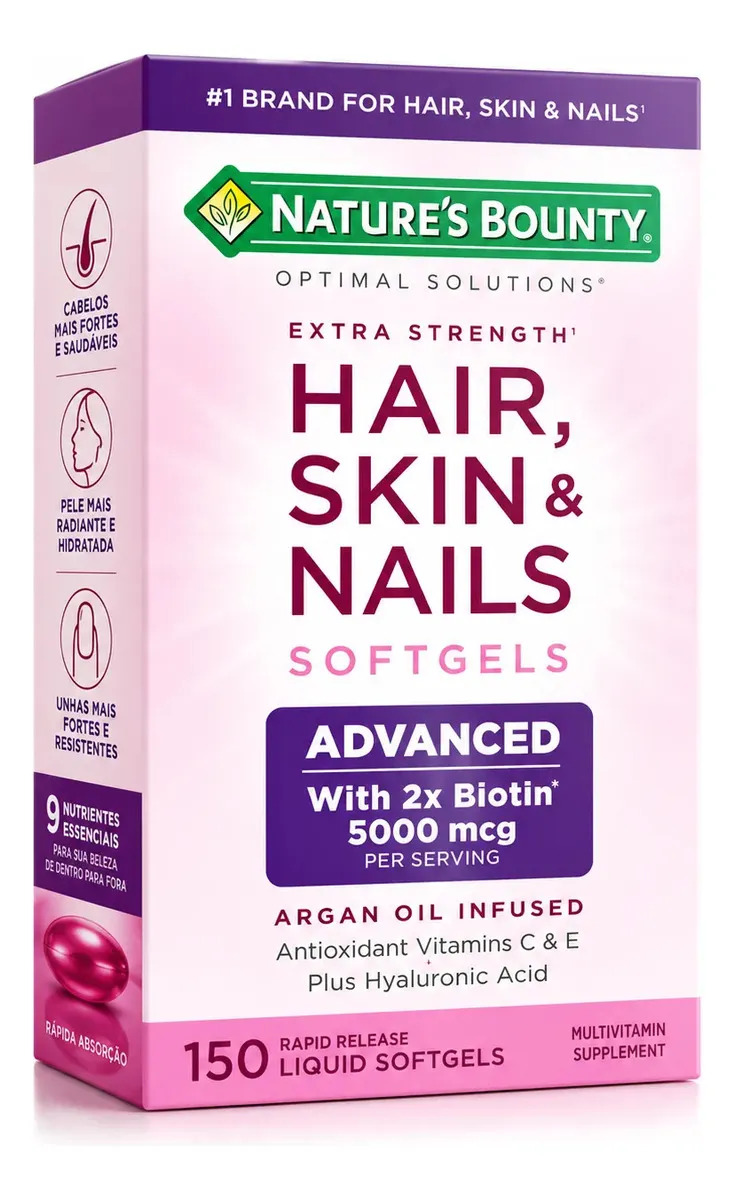 Hair Skin And Nails Nature’s Bounty 150 Cápsulas Sem Sabor