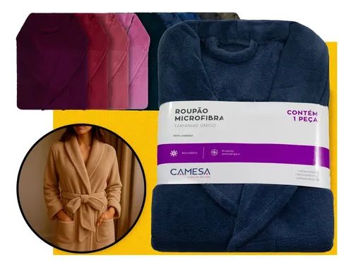 Roupão Microfibra Adulto Extra Macio Unissex Várias Cores