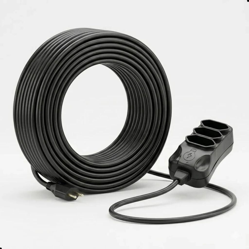 Extensão Elétrica 30 Metros Reforçada 3 Tomadas Cabo Resistente 10a 20a Bivolt Uso Profissional Residencial Obra Alta Durabilidade